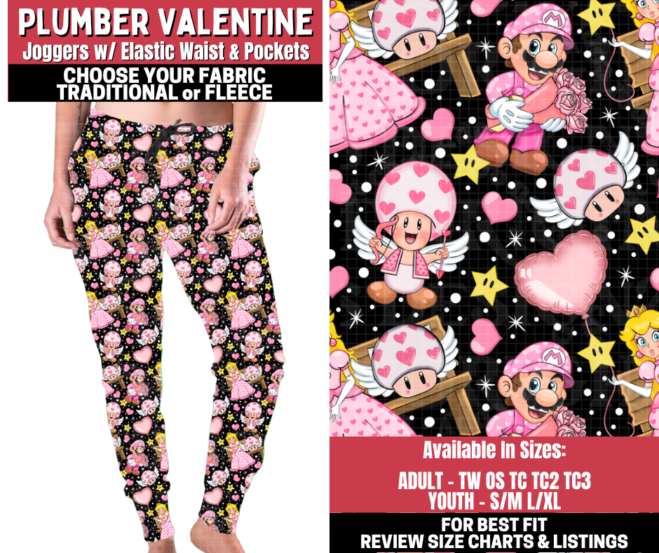 Preorder! Closes 11/13. ETA Jan. Plumber Valentine Joggers Choose Fleece or Traditional