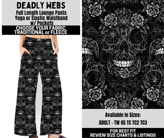 Preorder! Closes 10/6. ETA Dec. Deadly Webs Lounge Pants Choose Fleece or Traditional