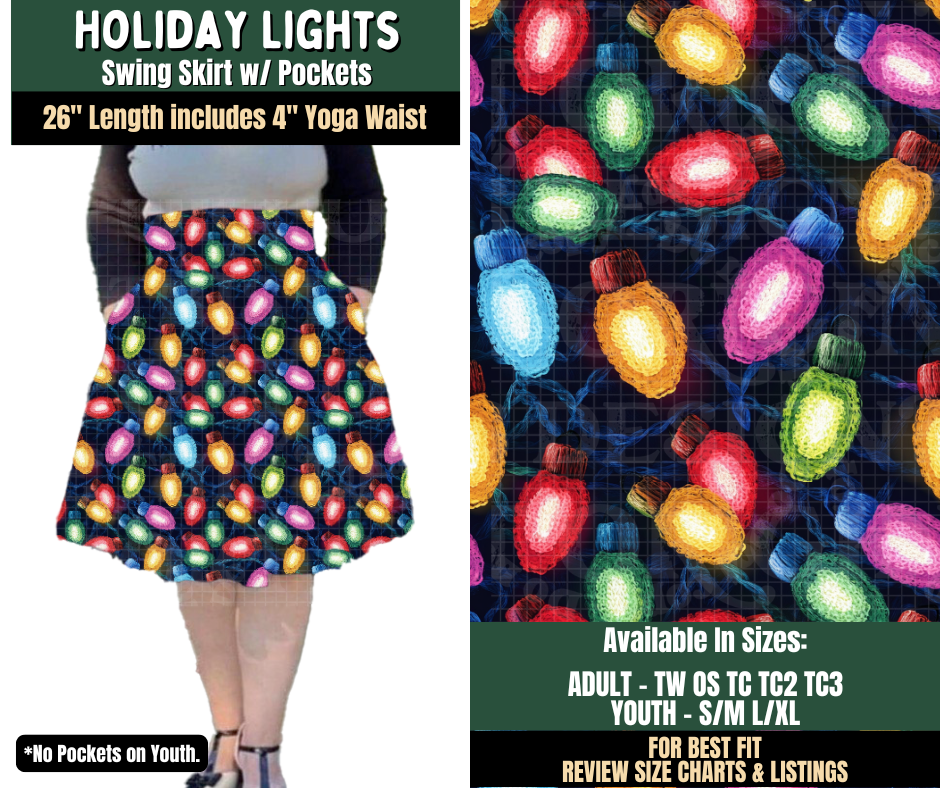 Preorder! Closes 8/12. ETA Nov. Holiday Lights Swing Skirt