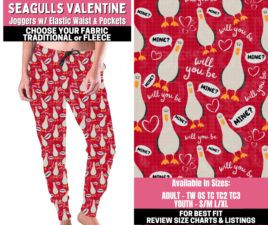 Preorder! Closes 11/19. ETA Jan. Seagulls Joggers Choose Fleece or Traditional
