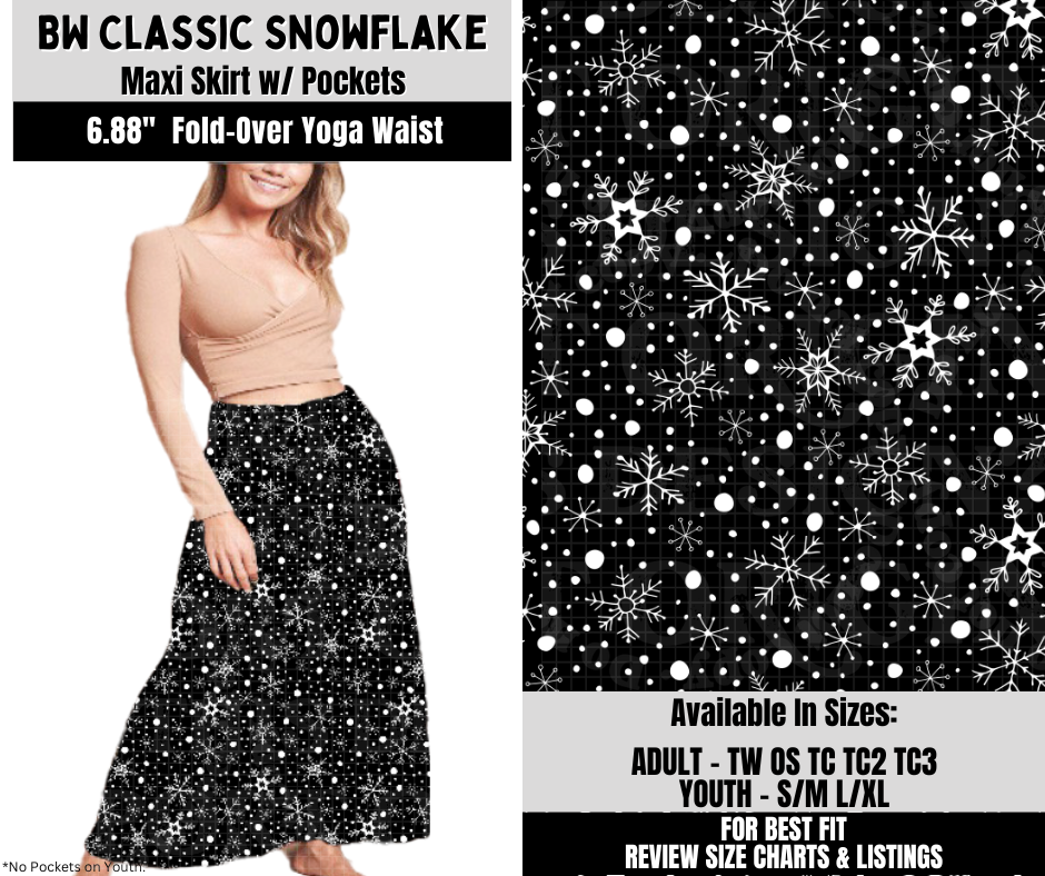 Preorder! Closes 10/6. ETA Dec. BW Classic Snowflake Maxi Skirt
