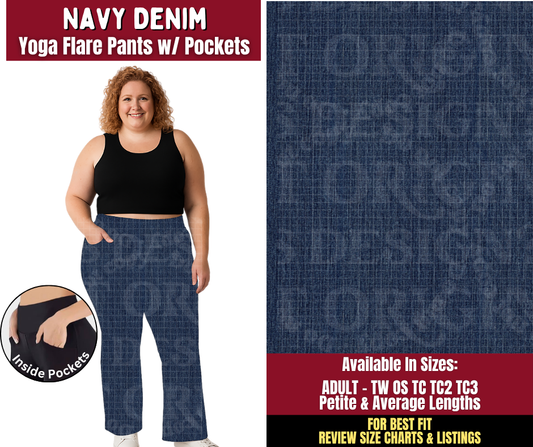 Preorder! Closes 9/28. ETA Dec. Navy Denim Yoga Flare Pants