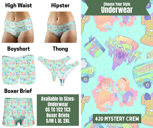 Preorder! Closes 11/24. ETA Jan. 420 Mystery Crew Hipster, High Waist, Boyshort, & Thong Underwear & Boxer Briefs