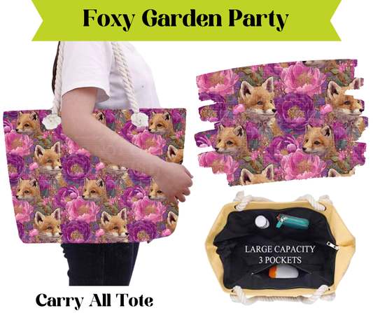 Preorder! Closes 3/16. ETA May. Foxy Garden Party Carry All Tote