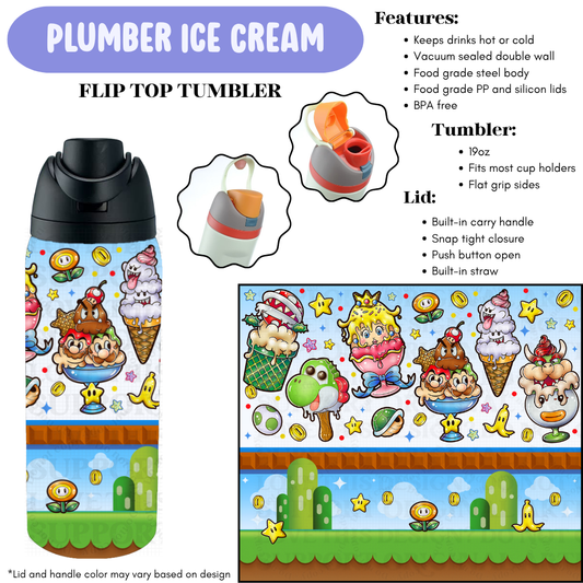 Preorder! Closes 12/11. ETA Feb. Plumber Ice Cream Flip Top Tumbler