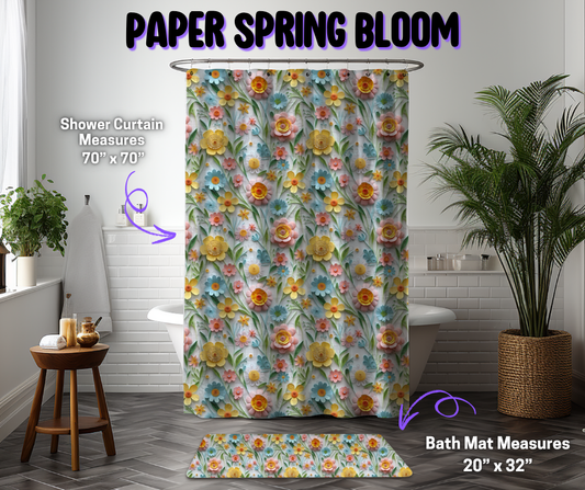Preorder! Closes 12/8. ETA March. Paper Spring Bloom Custom Shower Curtain and/or Bath Mat