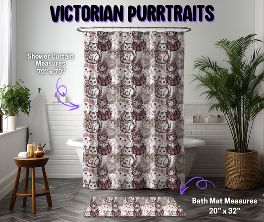 Preorder! Closes 12/8. ETA March. Victorian Purrtraits Custom Shower Curtain and/or Bath Mat