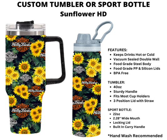 Sunflower HD Custom Tumbler or Sport Bottle - Alonna's Legging Land