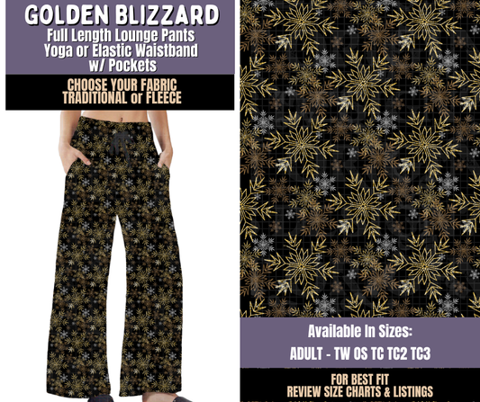 Preorder! Closes 9/3. ETA Dec. Golden Blizzard Lounge Pants Choose Fleece or Traditional