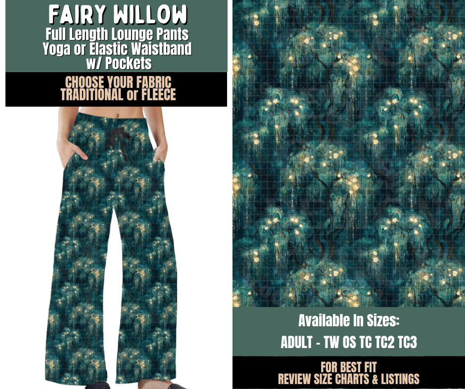 Preorder! Closes 9/17. ETA Dec. Fairy Willow Lounge Pants Choose Fleece or Traditional