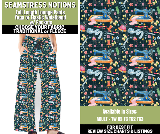Preorder! Closes 11/6. ETA Jan. Seamstress Notions Lounge Pants Choose Fleece or Traditional