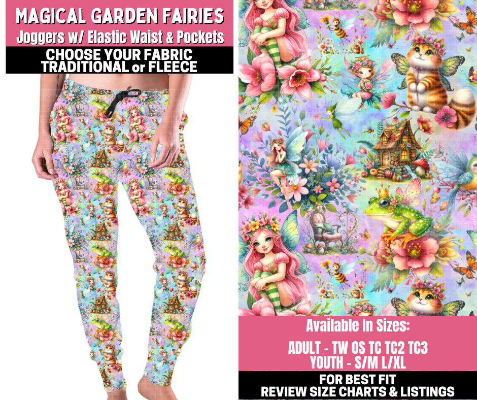 Preorder! Closes 11/19. ETA Jan. Magical Garden Fairies Joggers Choose Fleece or Traditional