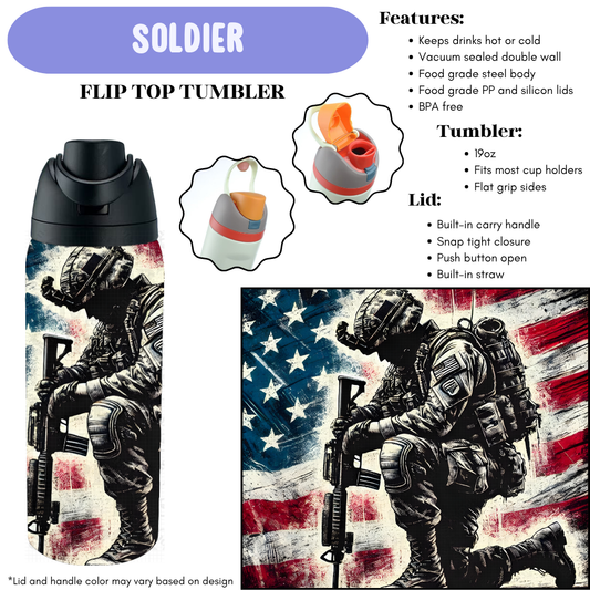 Preorder! Closes 12/11. ETA Feb. Soldier Flip Top Tumbler
