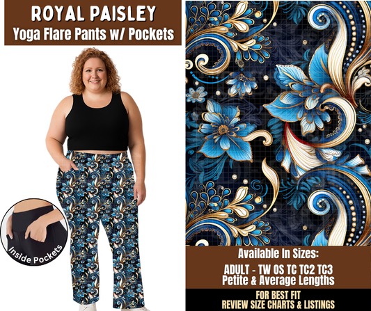 Preorder! Closes 7/29. ETA Oct. Royal Paisley Yoga Flare Pants