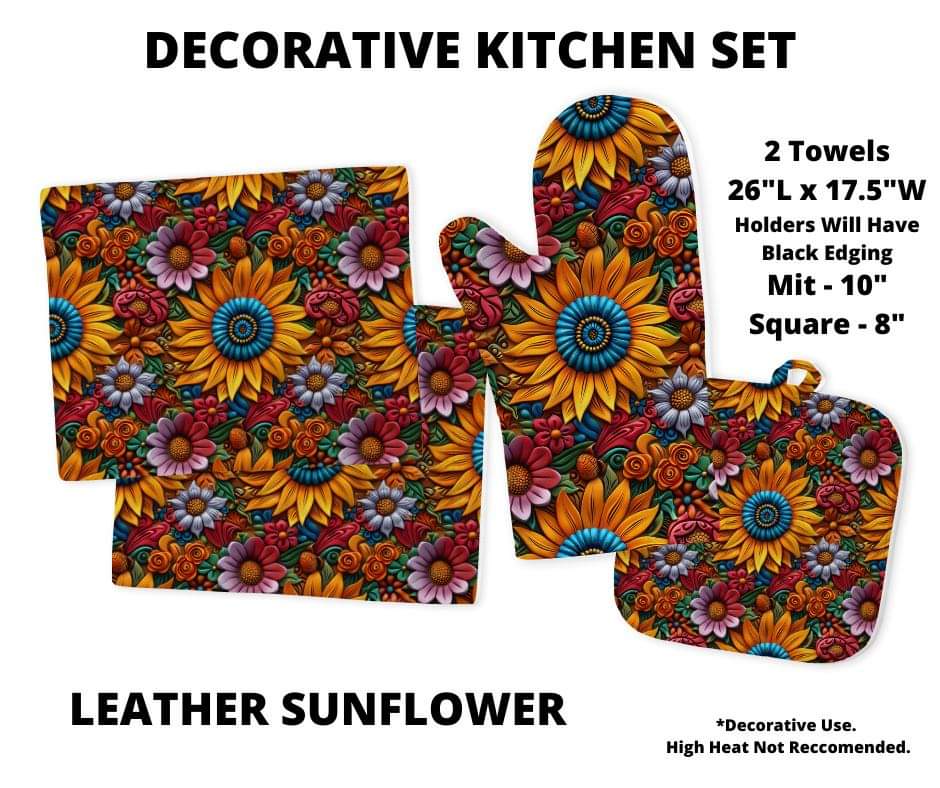 Leather Sunflower Decorative Kitchen Set - Alonna's Legging Land