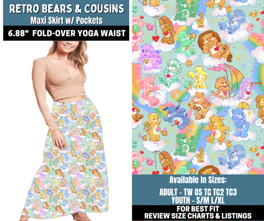 Preorder! Closes 10/13. ETA Jan. Retro Bears & Cousins Maxi Skirt