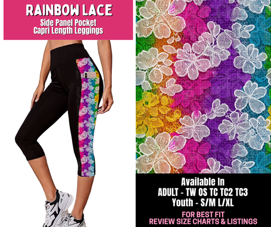 Preorder! Closes 1/1. ETA March. Rainbow Lace Panel Pocket Capri Length Leggings