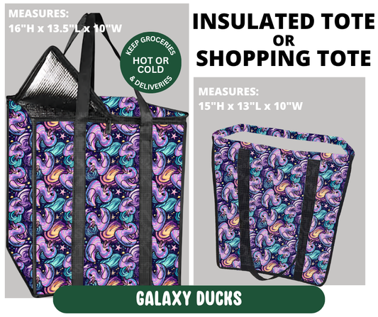 Preorder! Closes 10/7. ETA Jan. Galaxy Ducks Shopping & Insulated Tote