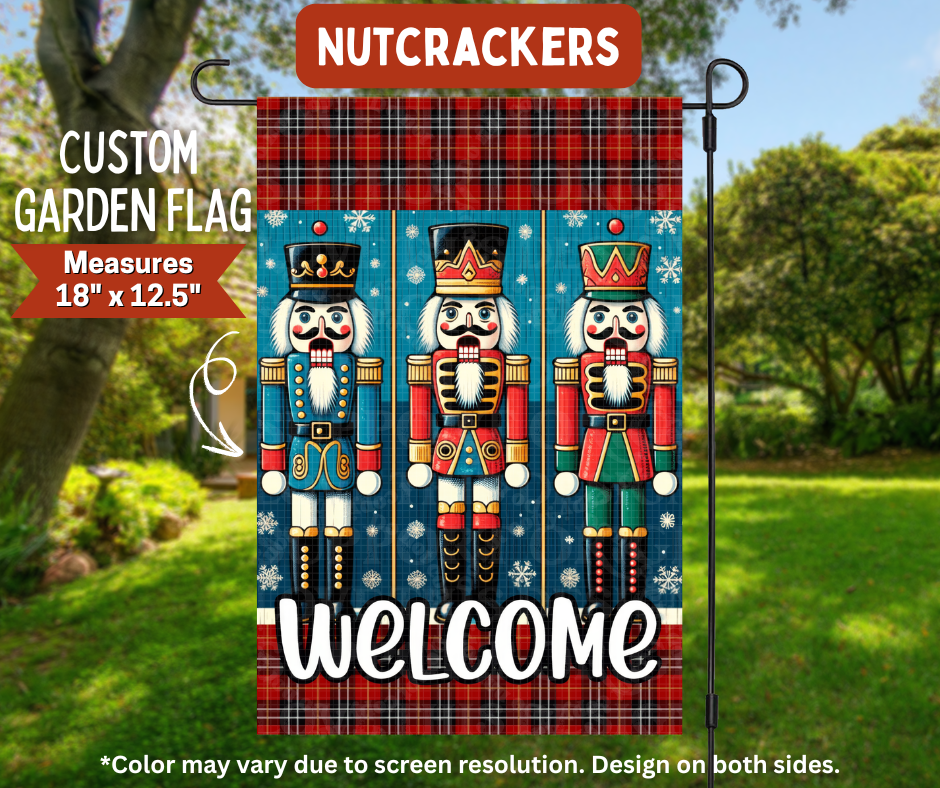 Preorder! Closes 8/10. ETA Nov. Nutcrackers Garden Flag