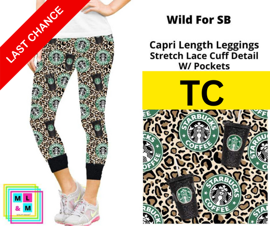 Wild For SB Lace Cuff Capris w/ Pockets - Alonna's Legging Land