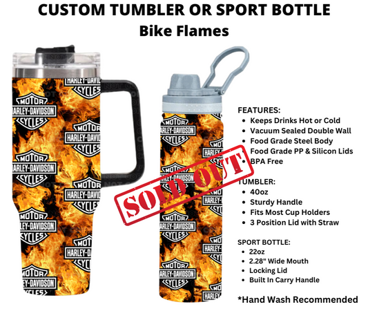 Bike Flames Custom Tumbler - Alonna's Legging Land