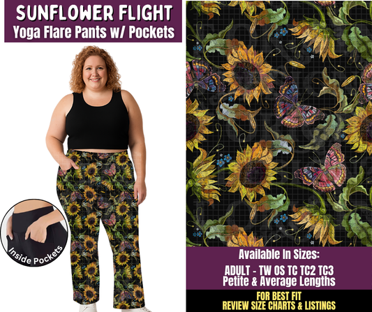 Preorder! Closes 11/4. ETA Feb. Sunflower Flight Yoga Flare Pants
