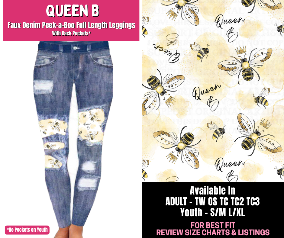 Preorder! Closes 1/1. ETA March. Queen B Full Length Faux Denim Peekaboo