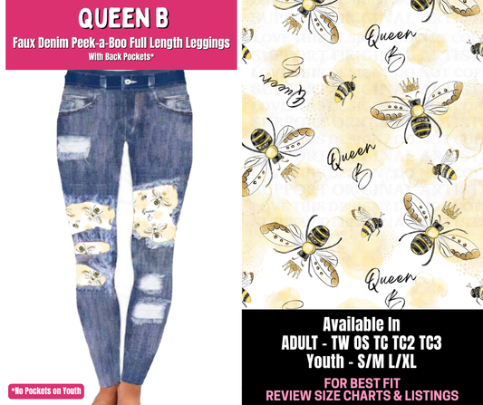 Preorder! Closes 1/1. ETA March. Queen B Full Length Faux Denim Peekaboo