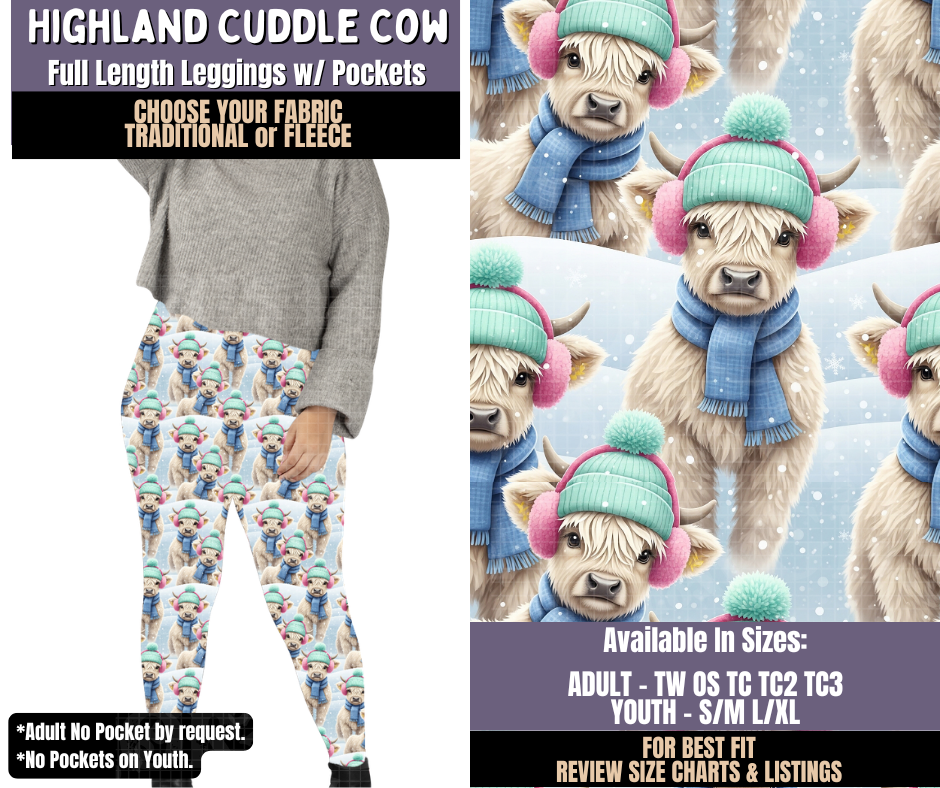 Preorder! Closes 9/3. ETA Dec. Highland Cuddle Cow Leggings Choose Fleece or Traditional