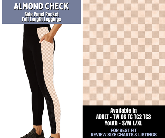 Preorder! Closes 1/8. ETA March. Almond Check Side Panel Pocket Full Length Leggings