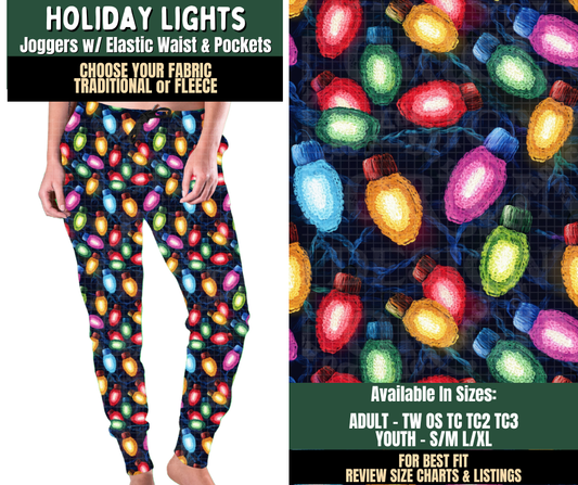 Preorder! Closes 8/12. ETA Nov. Holiday Lights Joggers Choose Fleece or Traditional