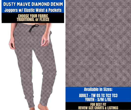 Preorder! Closes 9/16. ETA Dec. Dusty Mauve Diamond Denim Joggers Choose Fleece or Traditional