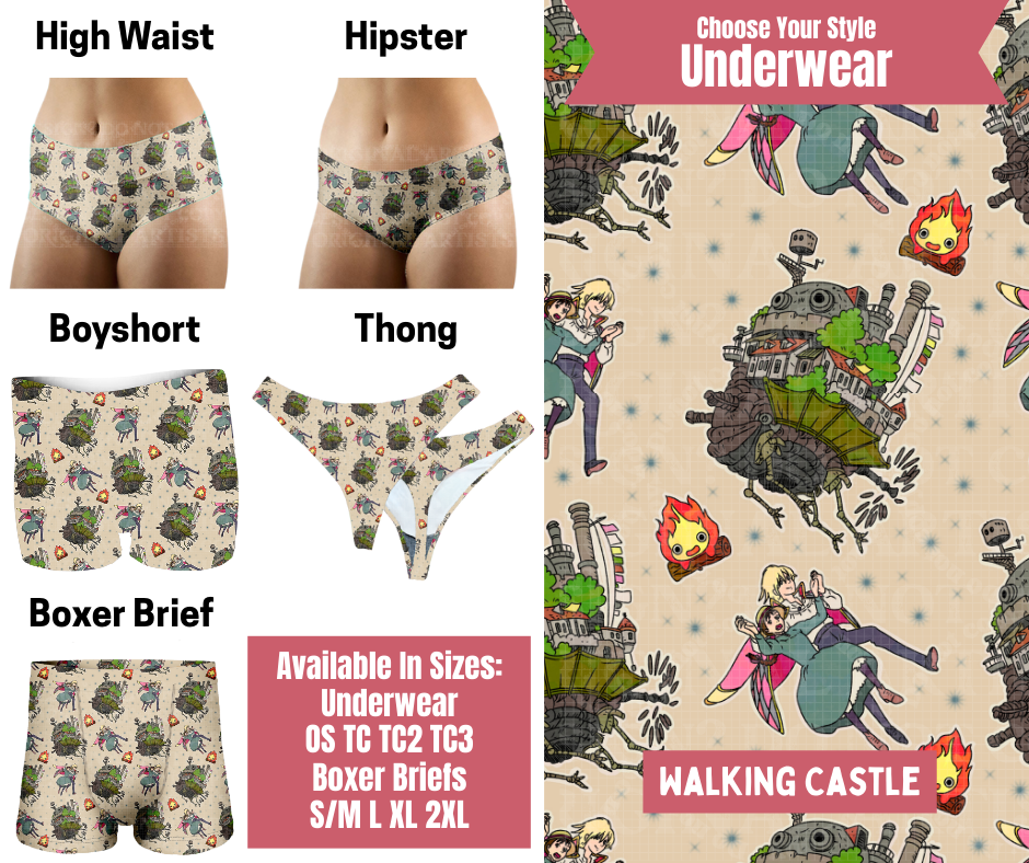 Preorder! Closes 9/29. ETA Dec. Walking Castle Hipster, High Waist, Boyshort, & Thong Underwear & Boxer Briefs