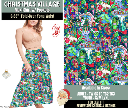 Preorder! Closes 9/15. ETA Dec. Christmas Village Maxi Skirt