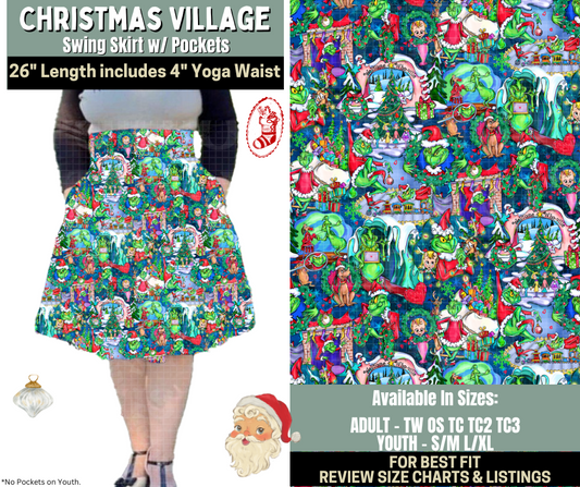 Preorder! Closes 9/15. ETA Dec. Christmas Village Swing Skirt