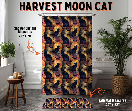 Preorder! Closes 6/10. ETA Sept. Harvest Moon Cat Custom Shower Curtain and/or Bath Mat