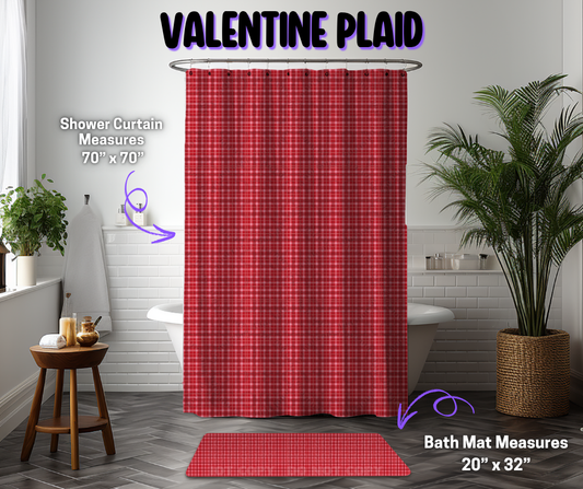 Preorder! Closes 12/8. ETA March. Valentine Plaid Custom Shower Curtain and/or Bath Mat