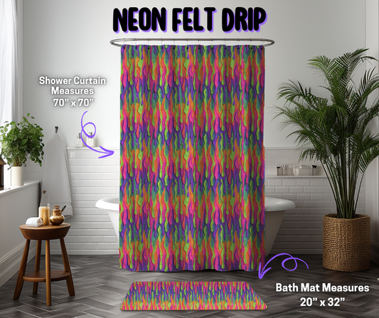 Preorder! Closes 12/8. ETA March. Neon Felt Drip Custom Shower Curtain and/or Bath Mat