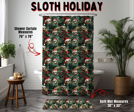 Preorder! Closes 9/2. ETA Dec. Sloth Holiday Custom Shower Curtain and/or Bath Mat