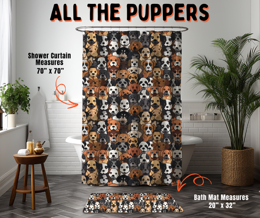 Preorder! Closes 6/10. ETA Sept. All The Puppers Custom Shower Curtain and/or Bath Mat