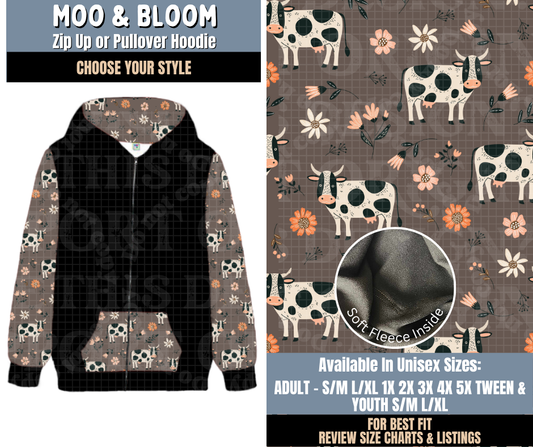 Preorder! Closes 9/24. ETA Dec. Moo & Bloom Zip-Up or Pullover Hoodie