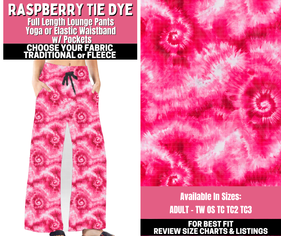 Preorder! Closes 11/19. ETA Jan. Raspberry Tie Dye Lounge Pants Choose Fleece or Traditional