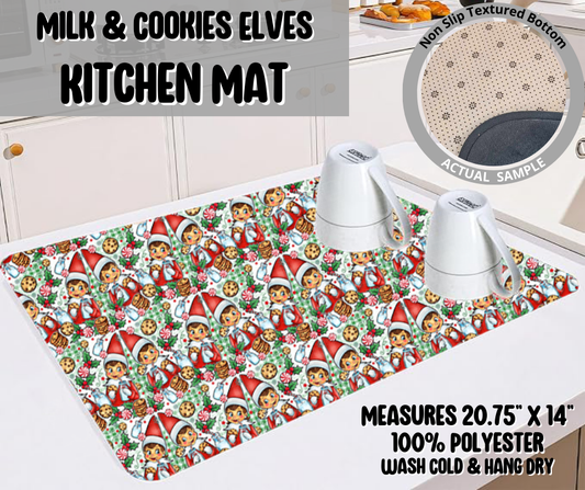 Preorder! Closes 9/10. ETA Dec. Milk & Cookies Elves Kitchen Mat
