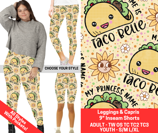 Preorder! Closes 2/12. ETA May. Taco Princess Combo Legging Lengths - Alonna's Legging Land