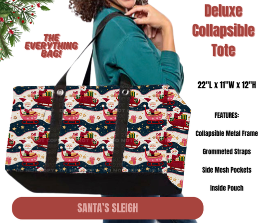 Preorder! Closes 9/1. ETA Dec. Santa's Sleigh Collapsible Tote