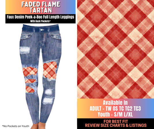 Preorder! Closes 10/16. ETA Jan. Faded Flame Tartan Full Length Faux Denim Peekaboo