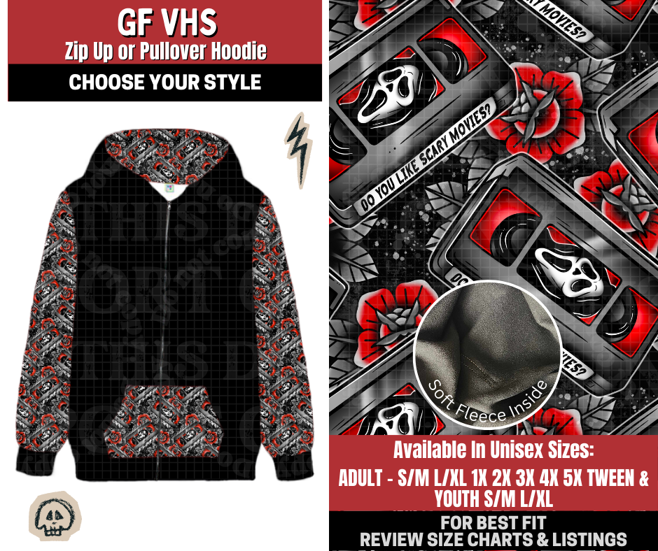 Preorder! Closes 12/22. ETA March. GF VHS Zip-Up or Pullover Hoodie