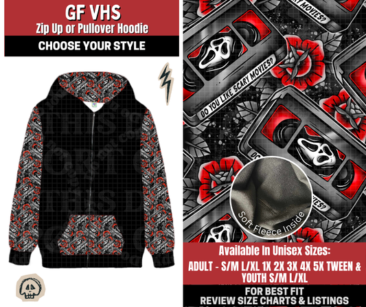 Preorder! Closes 12/22. ETA March. GF VHS Zip-Up or Pullover Hoodie