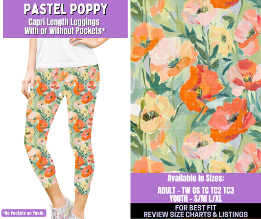 Preorder! Closes 1/5. ETA March. Pastel Poppy Capri Length Leggings w/wo Pockets