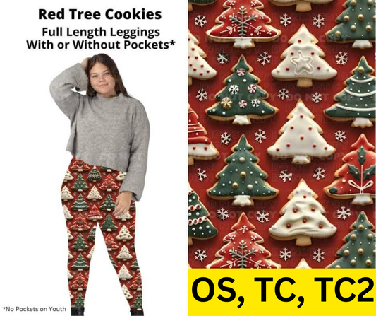 Red Tree Cookies Full Length Leggings w/ Pockets